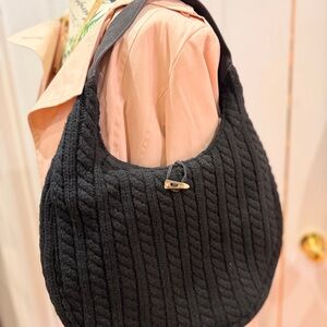 Vintage Y2K 90s Gap Black lambswool Knit Hobo Bag